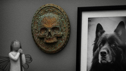 Day Of The Dead Skull Wall Hanger (Aged Bronze)