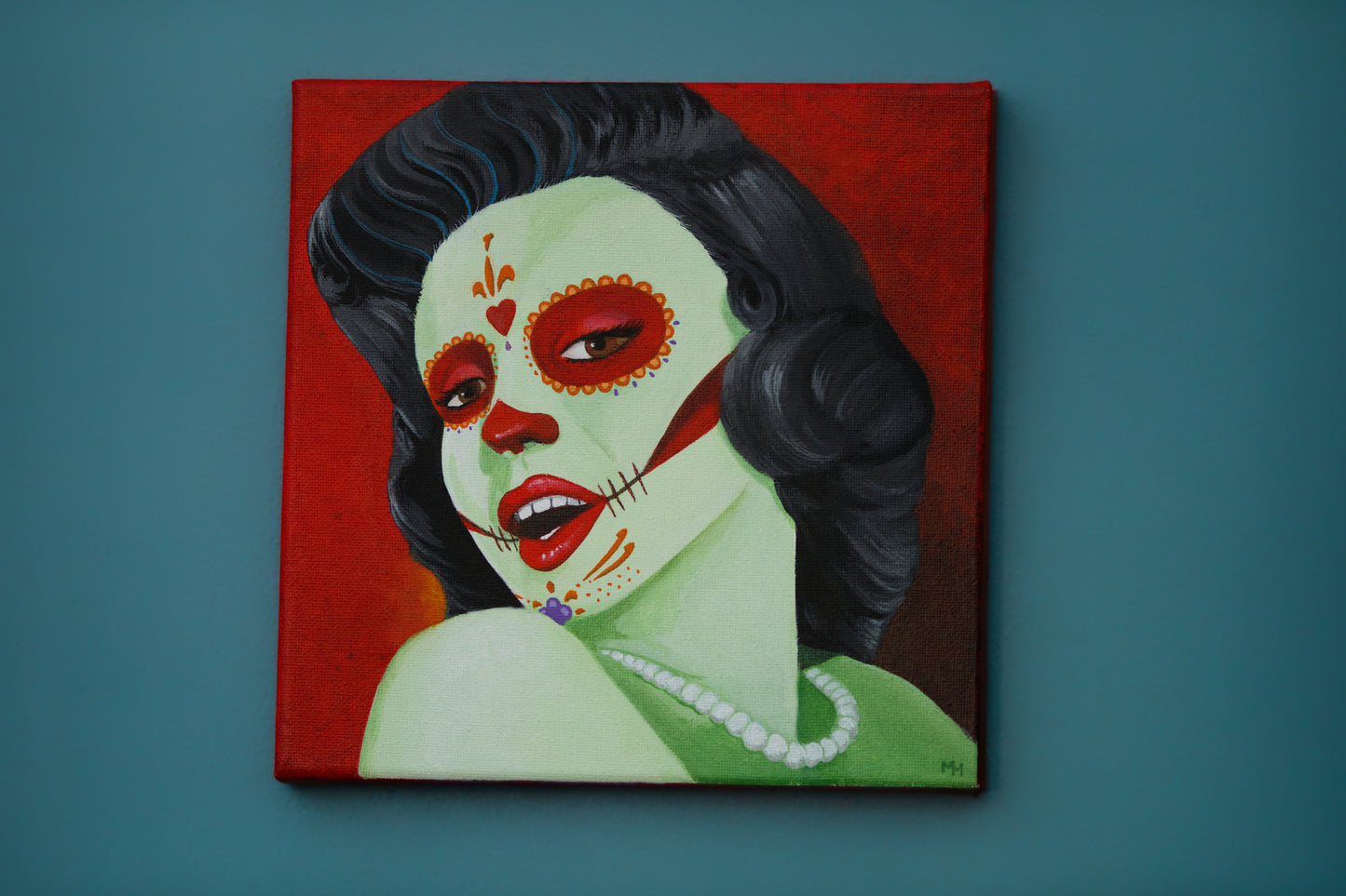 Day Of The Dead Acrylic Painting On Canvas