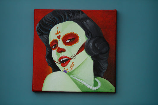 Day Of The Dead Acrylic Painting On Canvas