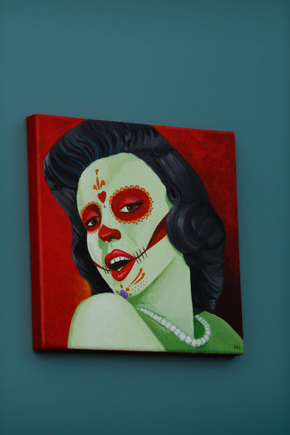 Day Of The Dead Acrylic Painting On Canvas