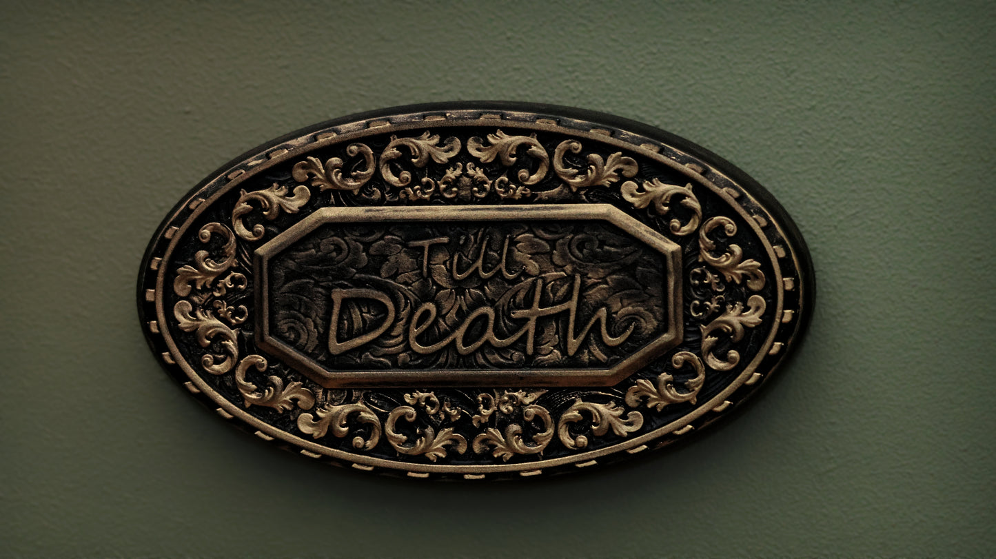 Till Death Wall Hanger (Satin Black + Antique Gold)