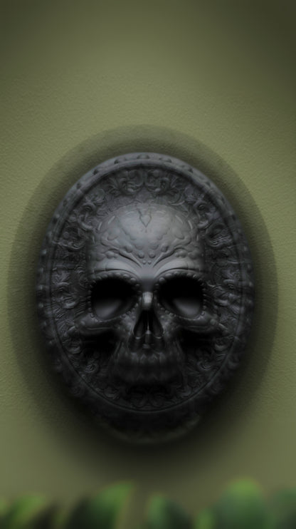 Day Of The Dead Skull Wall Hanger (Satin Black)