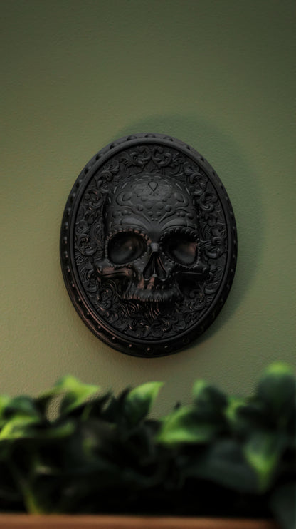 Day Of The Dead Skull Wall Hanger (Satin Black)