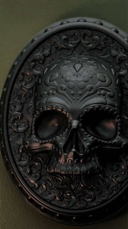 Day Of The Dead Skull Wall Hanger (Satin Black)